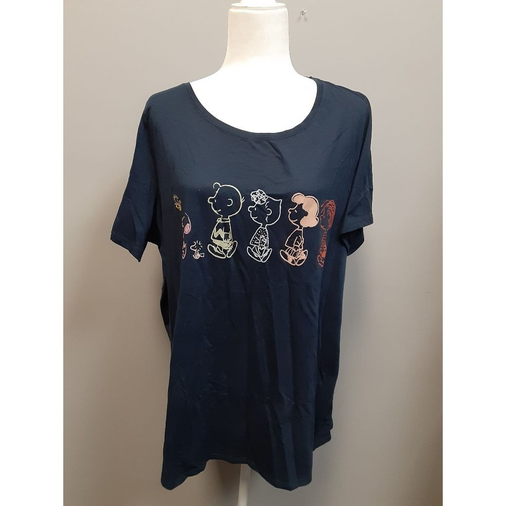 Peanuts Gang Short Sleeve T Shirt Size 1X Navy Blue